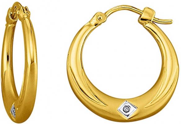 KLiNGEL Oorbellen met diamanten Geelgoudkleur