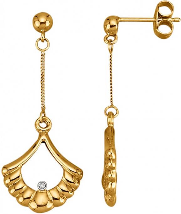 KLiNGEL Oorbellen met diamanten Geelgoudkleur