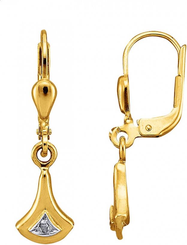 KLiNGEL Oorbellen met diamanten Geelgoudkleur