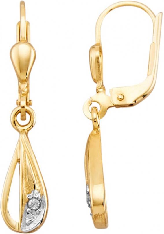 KLiNGEL Oorbellen met diamanten Geelgoudkleur