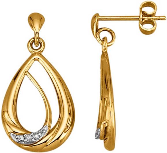 KLiNGEL Oorbellen met diamanten Geelgoudkleur