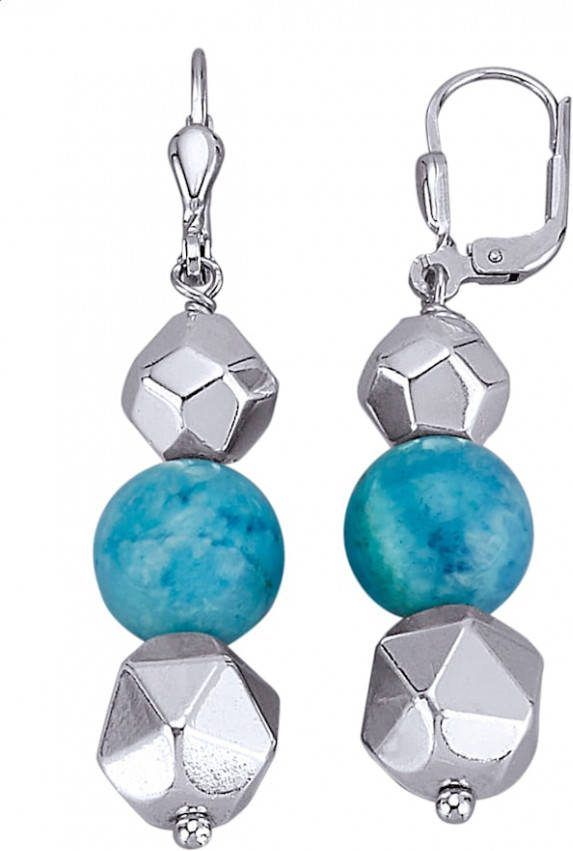 KLiNGEL Oorbellen met hemimorfiet en hematiet Turquoise