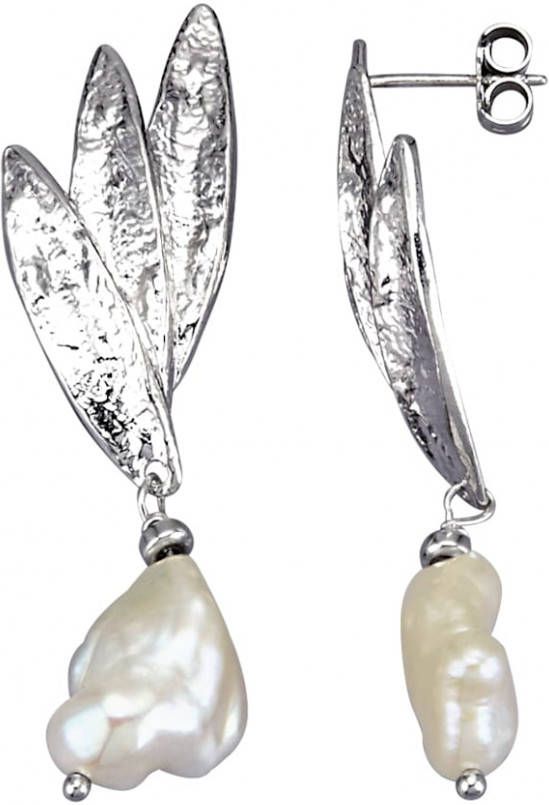 KLiNGEL Oorbellen met Keshiparels Wit