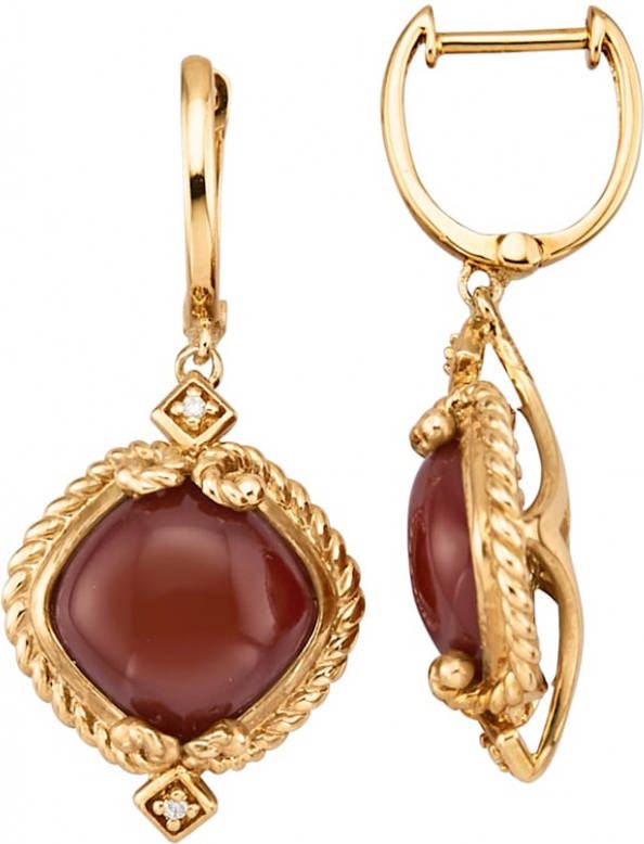 KLiNGEL Oorbellen met rode agaten Rood