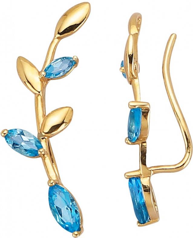 KLiNGEL Oorclips met blauwtopaas, 9 kt. Goudkleur