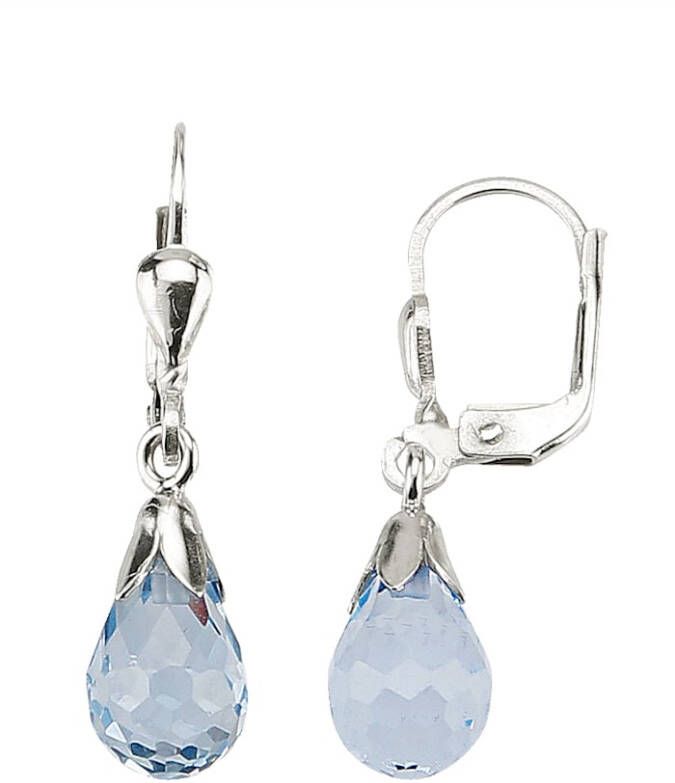 KLiNGEL Oorhangers met synth. aquamarijn, van echt zilver Zilverkleur
