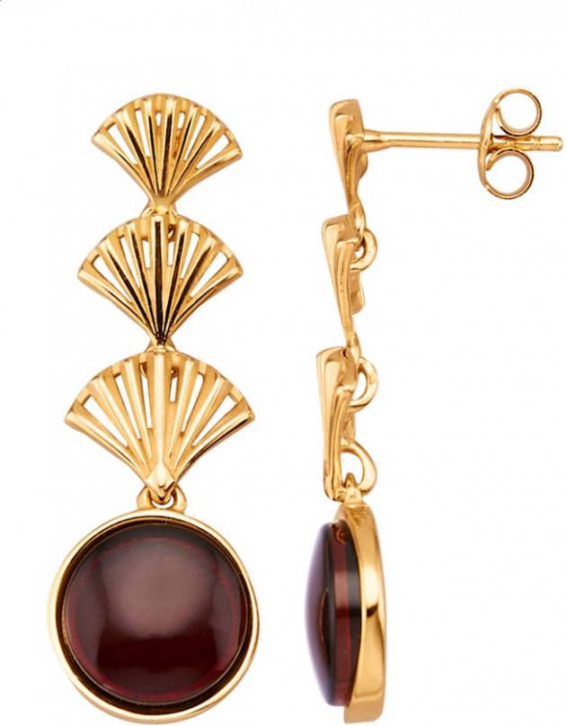 KLiNGEL Oorstekers met rode barnsteen Rood