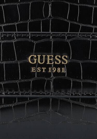 Guess Zwarte Schoudertas Katey Croc Flap Shoulder Bag