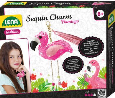 Lena Sleutelhangerset Flamingo Meisjes Kunstleer Roze 8 delig