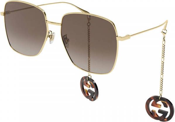 Gucci Sungles in gouden metaal , Bruin, Dames