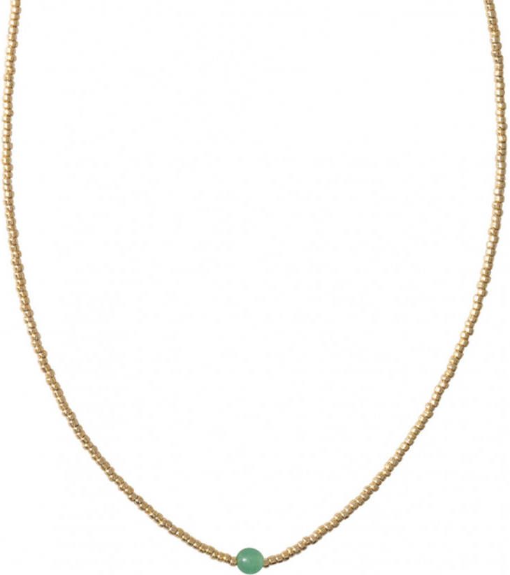 A Beautiful Story Kettingen Flora Aventurine Gold Necklace Groen