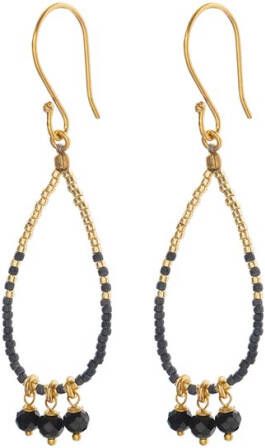 A Beautiful Story Oorbellen Becoming Black Onyx Gold Earrings Zwart