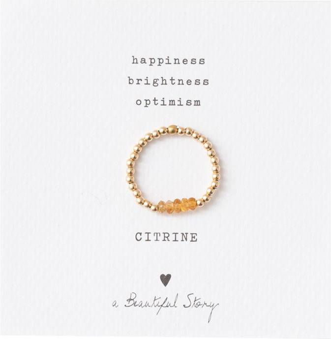 A Beautiful Story Ringen Beauty Citrine Gold Plated Ring S/M Geel