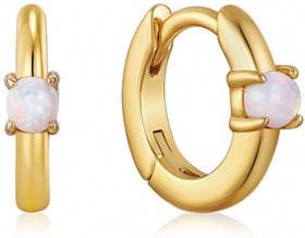 Ania Haie Oorbellen Opal Cabochon Huggie Hoop Earrings Goudkleurig