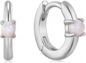 Ania Haie Oorbellen Opal Cabochon Huggie Hoop Earrings Zilverkleurig