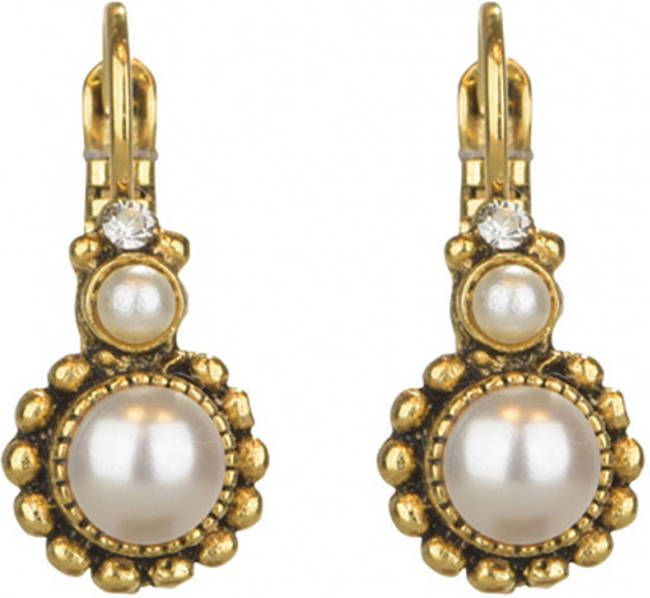 Camps en Camps Oorbellen Dormeuses Imitatieparel Wit