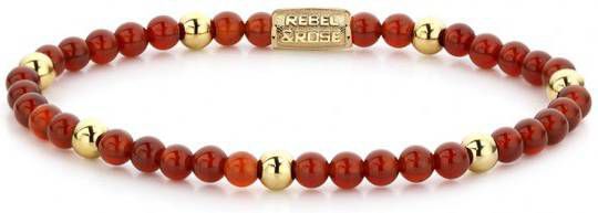 Rebel and Rose Armbanden Amazing Grace 4mm yellow gold plated Rood