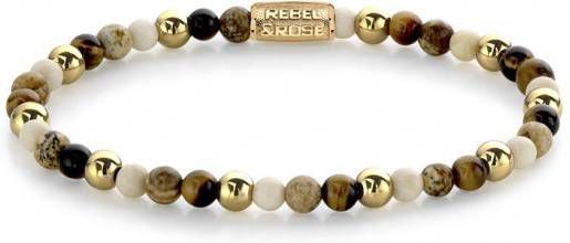 Rebel and Rose Armbanden Autumn Love 4mm yellow gold plated Bruin