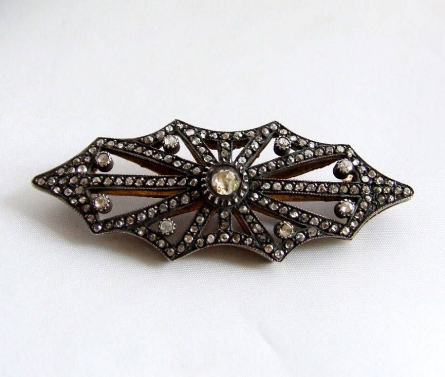 Christian Antieke zilver op goud broche met roosdiamant