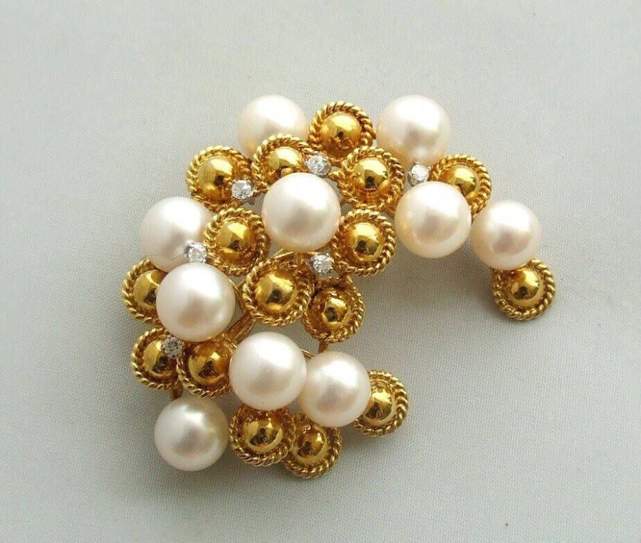 Christian Gouden broche en oorclip set