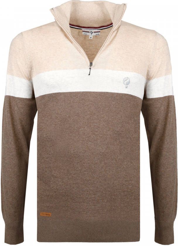 Quick-Q1905 2 voor 149 | Heren Trui Kralingen | Taupe/Licht Beige/Witgrijs