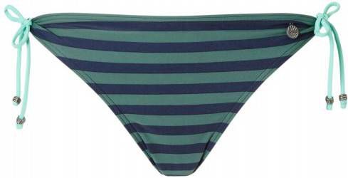 Beachlife gestreept strik bikinibroekje donkerblauw/groen