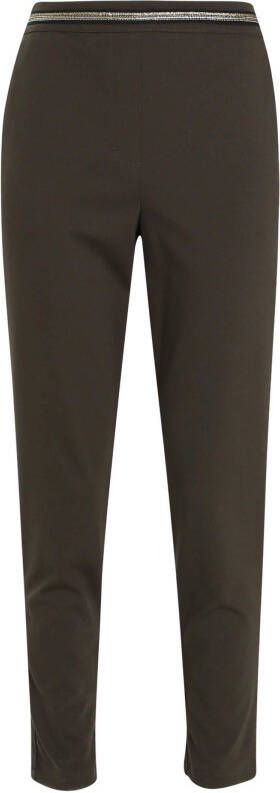 Cassis slim fit pantalon met kraaltjes donkergroen