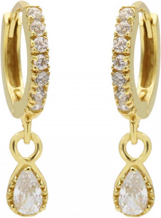 Karma Oorbellen Zirconia Hinged Hoops Symbols Drop Goudkleurig