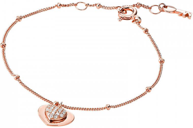 Michael Kors Love armband van zilver met roségouden plating en zirkonia MKC1118AN791