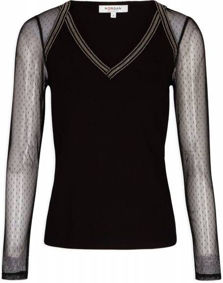 Morgan top met kraaltjes zwart