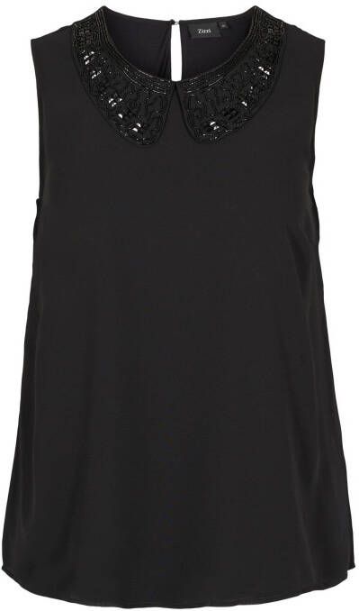 Zizzi top EBLAKY met kraaltjes zwart