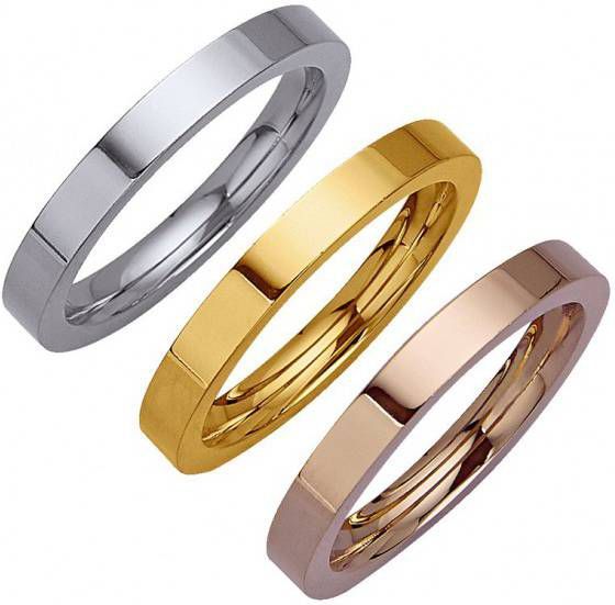 WENZ 3 delige ringenset van titanium Zilverkleur/Geelgoudkleur/Roodgoudkleur