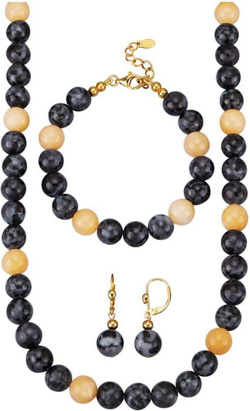 Diemer Farbstein 3 delige sieradenset van gabbro en calciet Multicolor