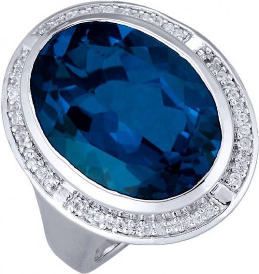 Diemer Farbstein Damesring Met kwarts en zirkonen Blauw