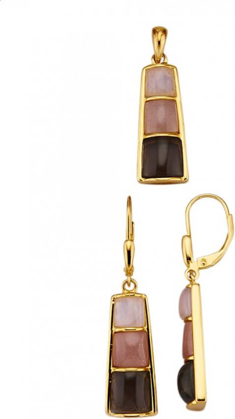 Diemer Farbstein 2 delige sieradenset met gekleurde stenen Beige