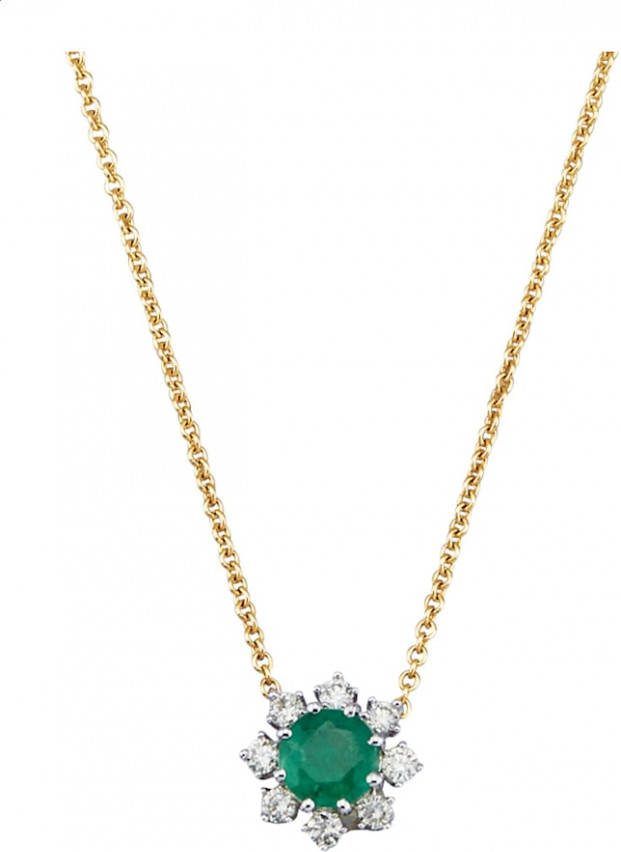 Diemer Farbstein Collier met smaragd en briljanten Groen