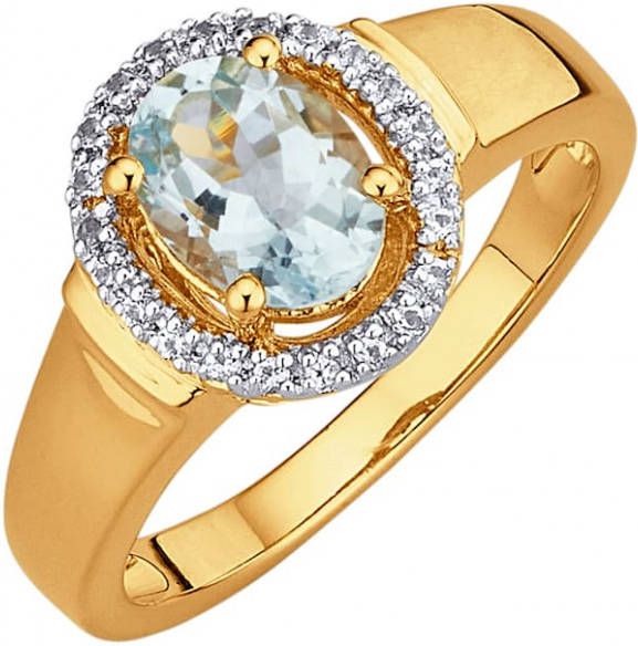 Diemer Farbstein Damesring met aquamarijn en wittopazen Blauw