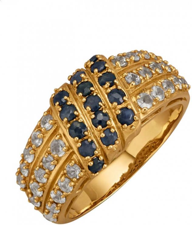 Diemer Farbstein Damesring met blauwe en witte saffieren Blauw