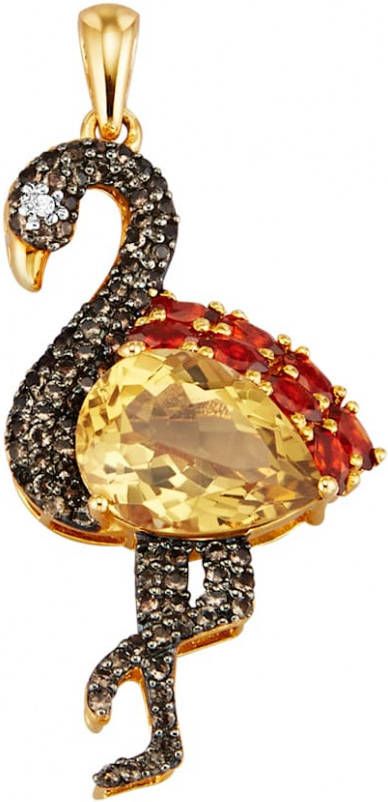 Diemer Farbstein Hanger Flamingo van echt zilver Multicolor