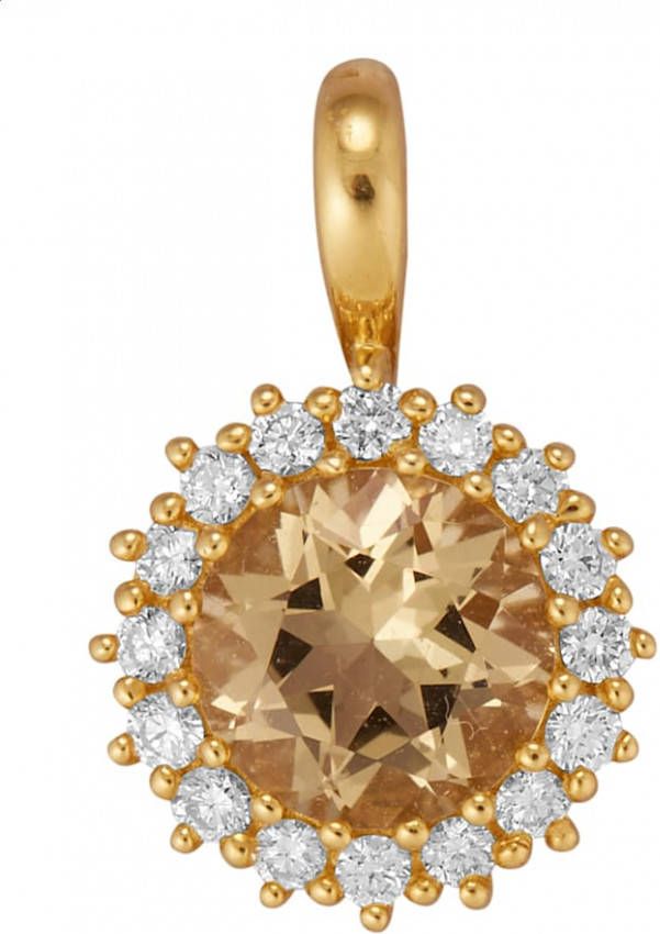 Diemer Farbstein Hanger met goudkleurige berillen en briljanten Geel