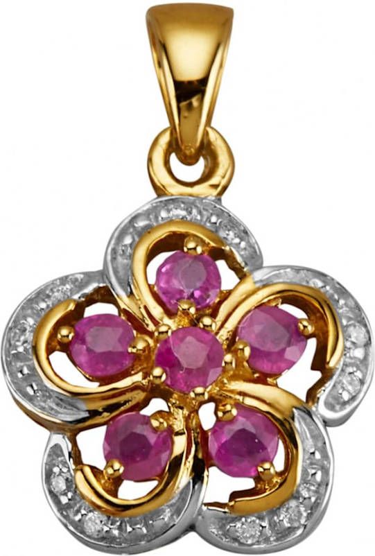 Diemer Farbstein Hanger met robijnen en diamanten Rood