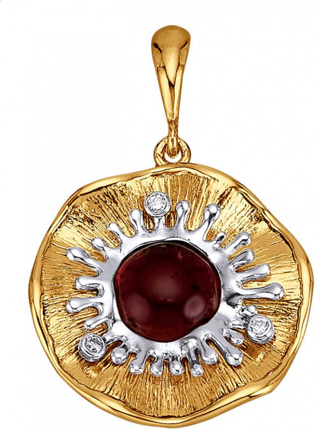 Diemer Farbstein Hanger met toermalijn en diamanten Geelgoudkleur