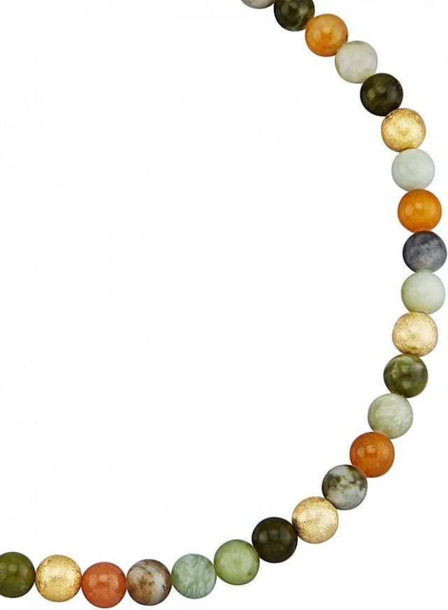 Diemer Ketting met jade van verguld zilver Multicolor