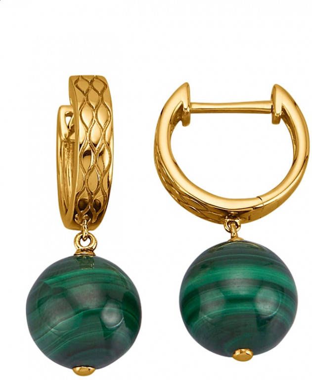 Diemer Farbstein Klapcreolen met malachieten Groen