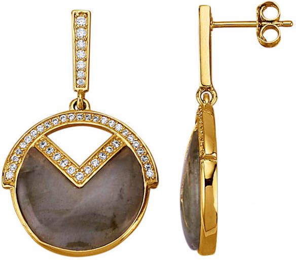 Diemer Farbstein Oorbellen met labradoriet Groen