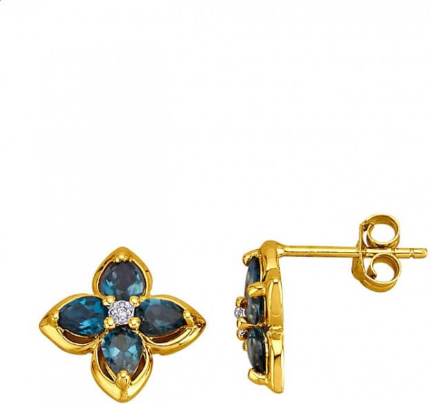 Diemer Farbstein Oorbellen met London blauwtopazen(beh.)en diamanten Blauw