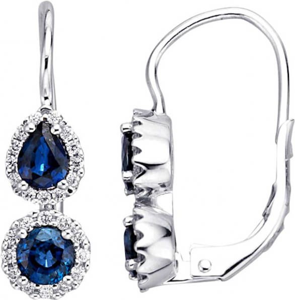 Diemer Farbstein Oorbellen met saffieren en briljanten Blauw
