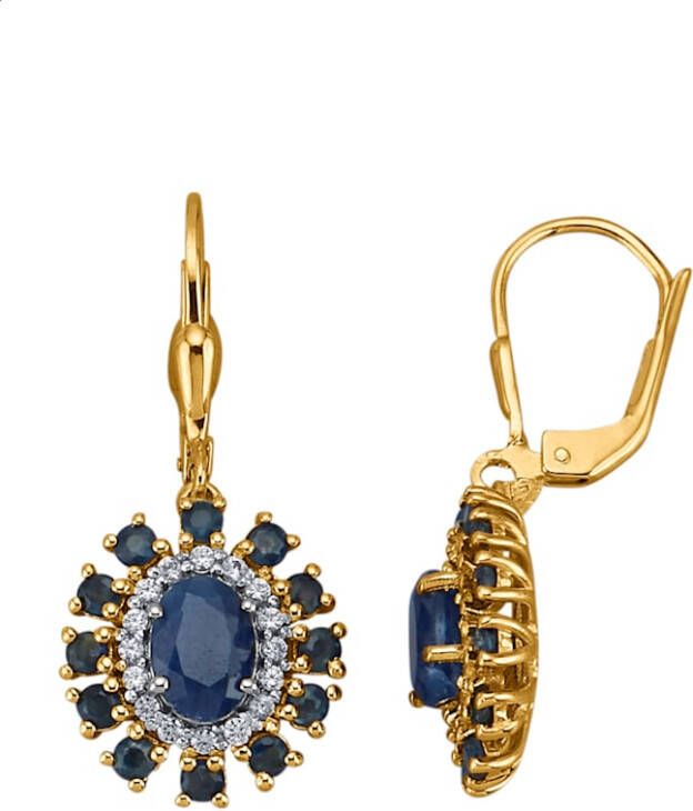 Diemer Farbstein Oorbellen met saffieren en zirkonen Blauw