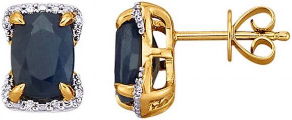 Diemer Farbstein Oorstekers met saffieren en diamanten Blauw