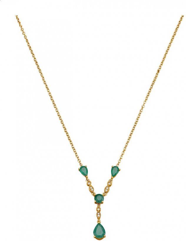Diemer Farbstein Y collier met smaragden en saffieren Groen